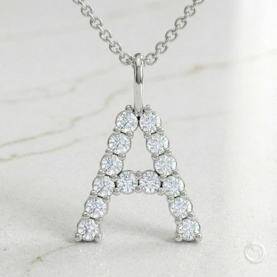 Celestia Monogram Pendant — A / White Gold
