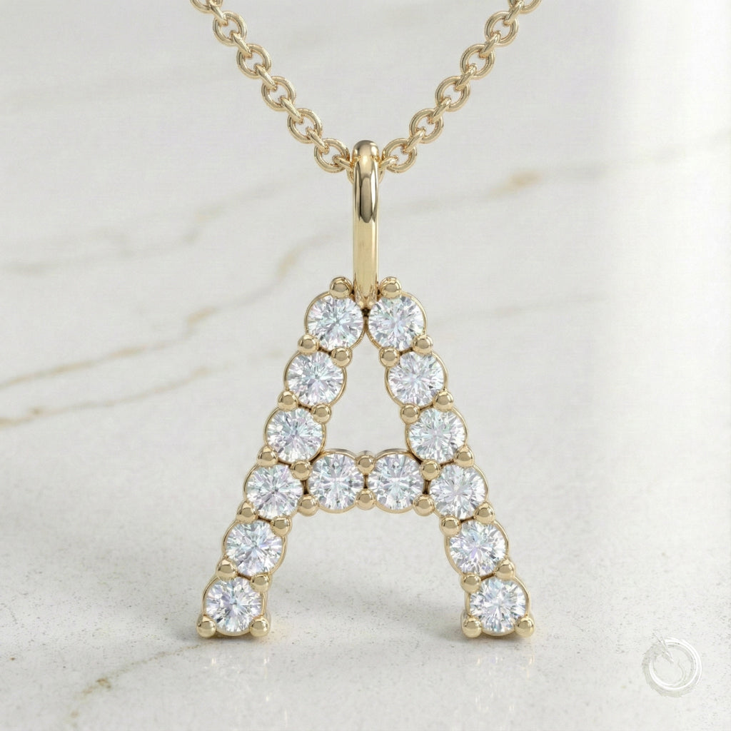 Celestia Monogram Pendant — A / Yellow Gold
