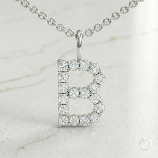 Celestia Monogram Pendant — B / White Gold