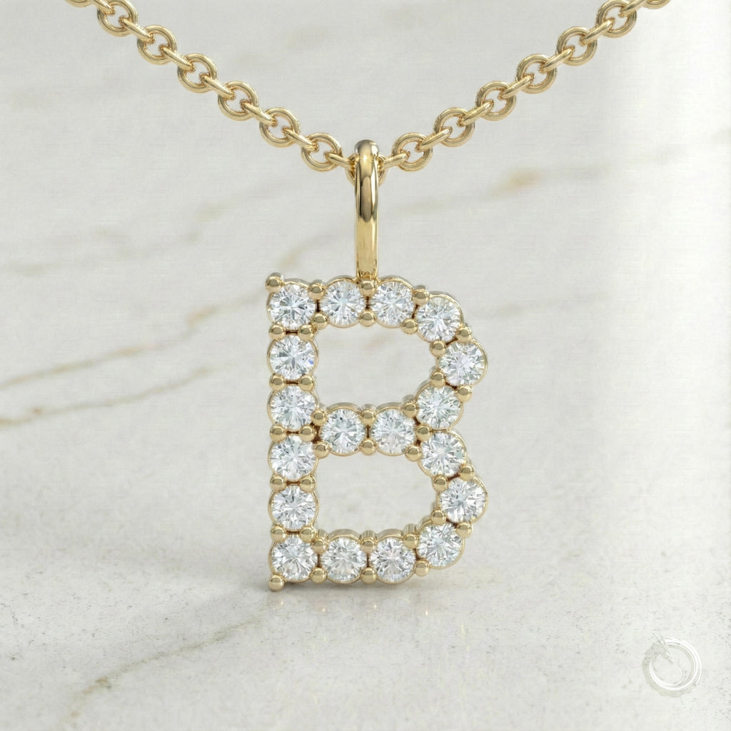 Celestia Monogram Pendant — B / Yellow Gold