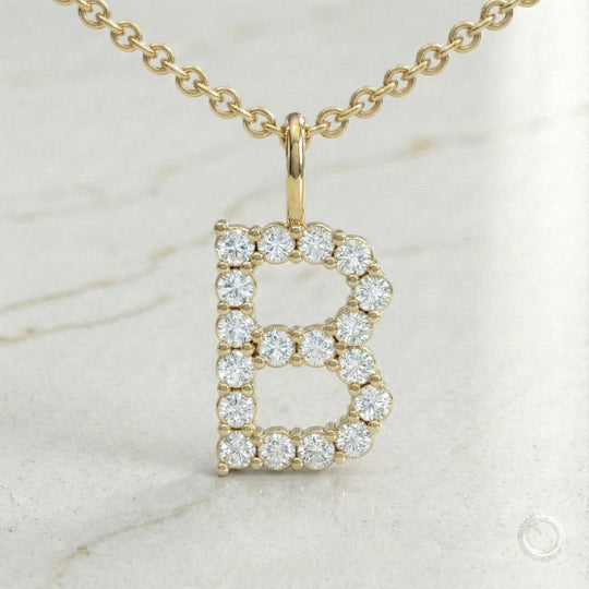 Celestia Monogram Pendant — B / Yellow Gold
