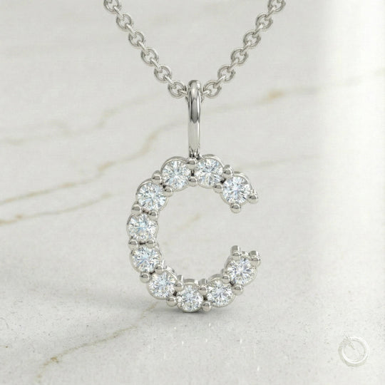 Celestia Monogram Pendant — C / White Gold