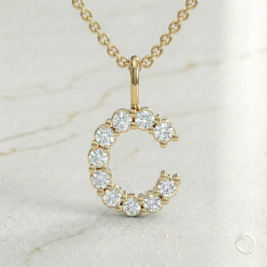 Celestia Monogram Pendant — C / Yellow Gold