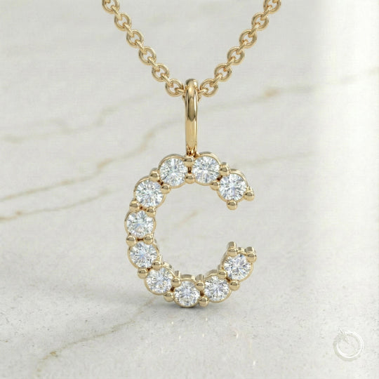 Celestia Monogram Pendant — C / Yellow Gold