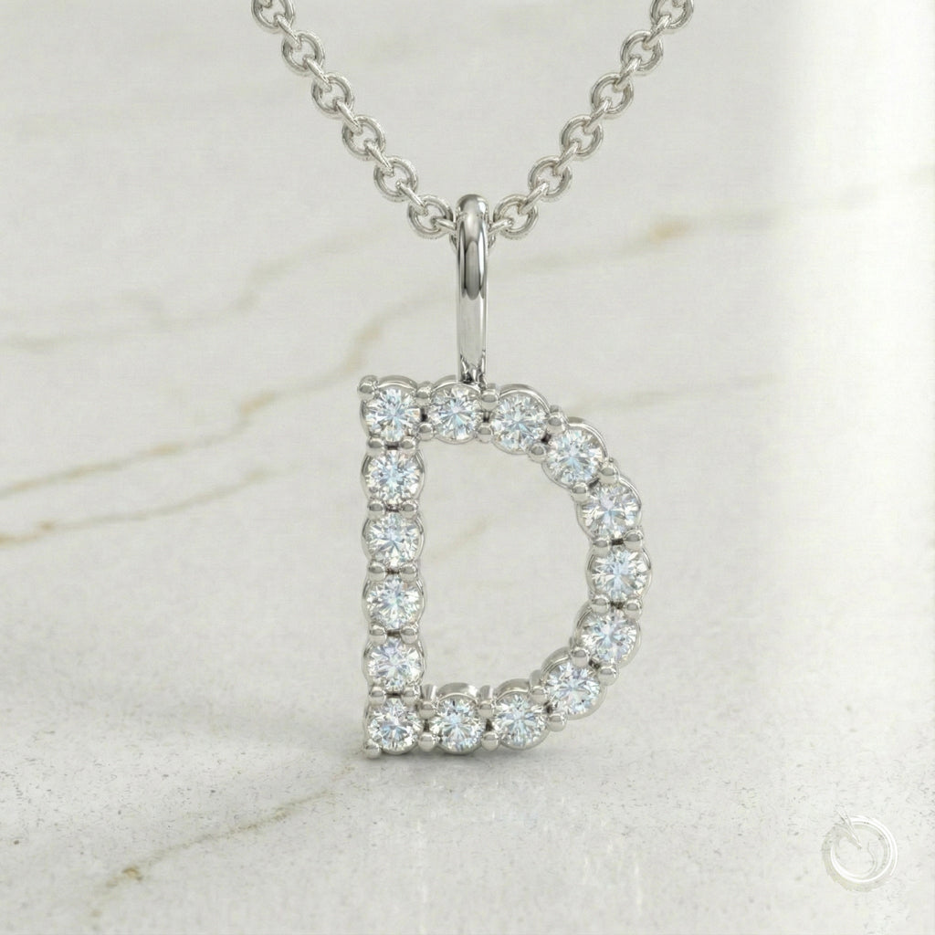 Celestia Monogram Pendant — D / White Gold