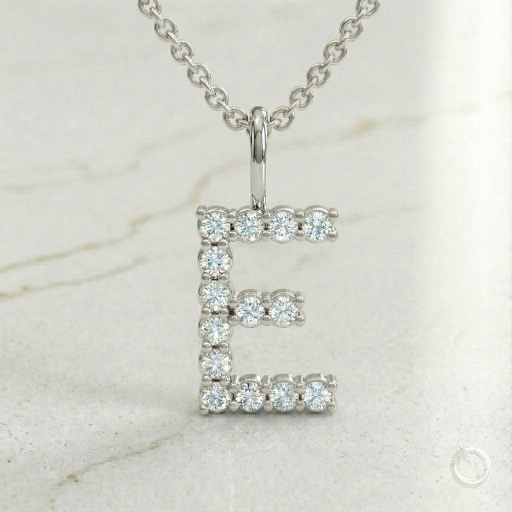 Celestia Monogram Pendant — E / White Gold