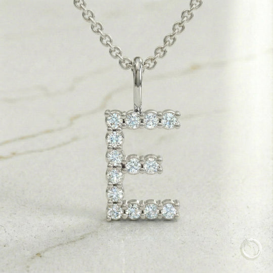 Celestia Monogram Pendant — E / White Gold