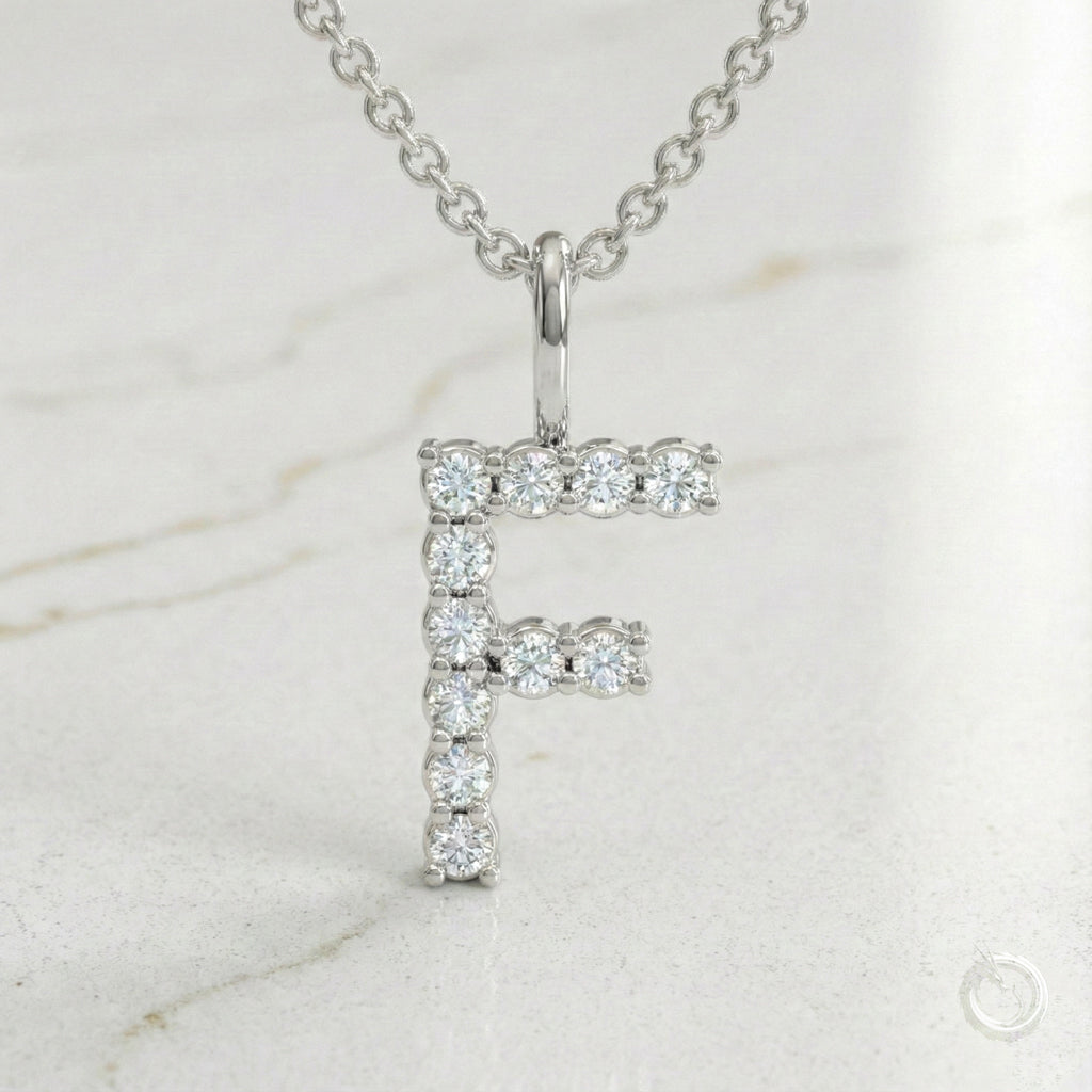 Celestia Monogram Pendant — F / White Gold