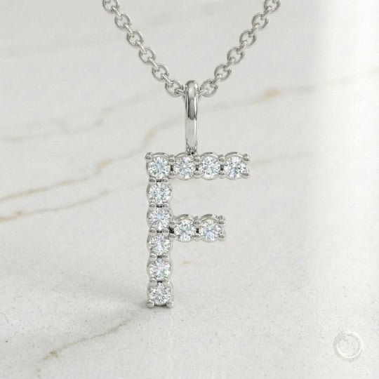 Celestia Monogram Pendant — F / White Gold
