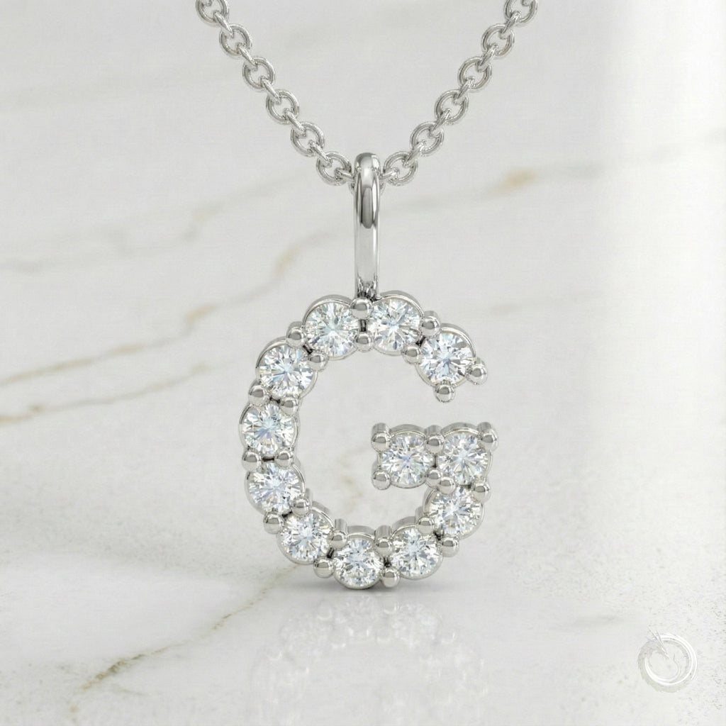 Celestia Monogram Pendant — G / White Gold