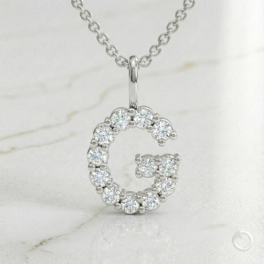 Celestia Monogram Pendant — G / White Gold