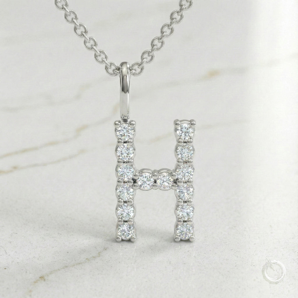 Celestia Monogram Pendant — H / White Gold