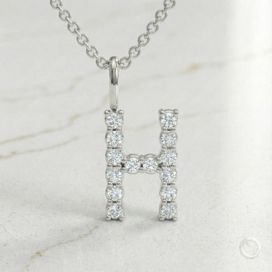 Celestia Monogram Pendant — H / White Gold