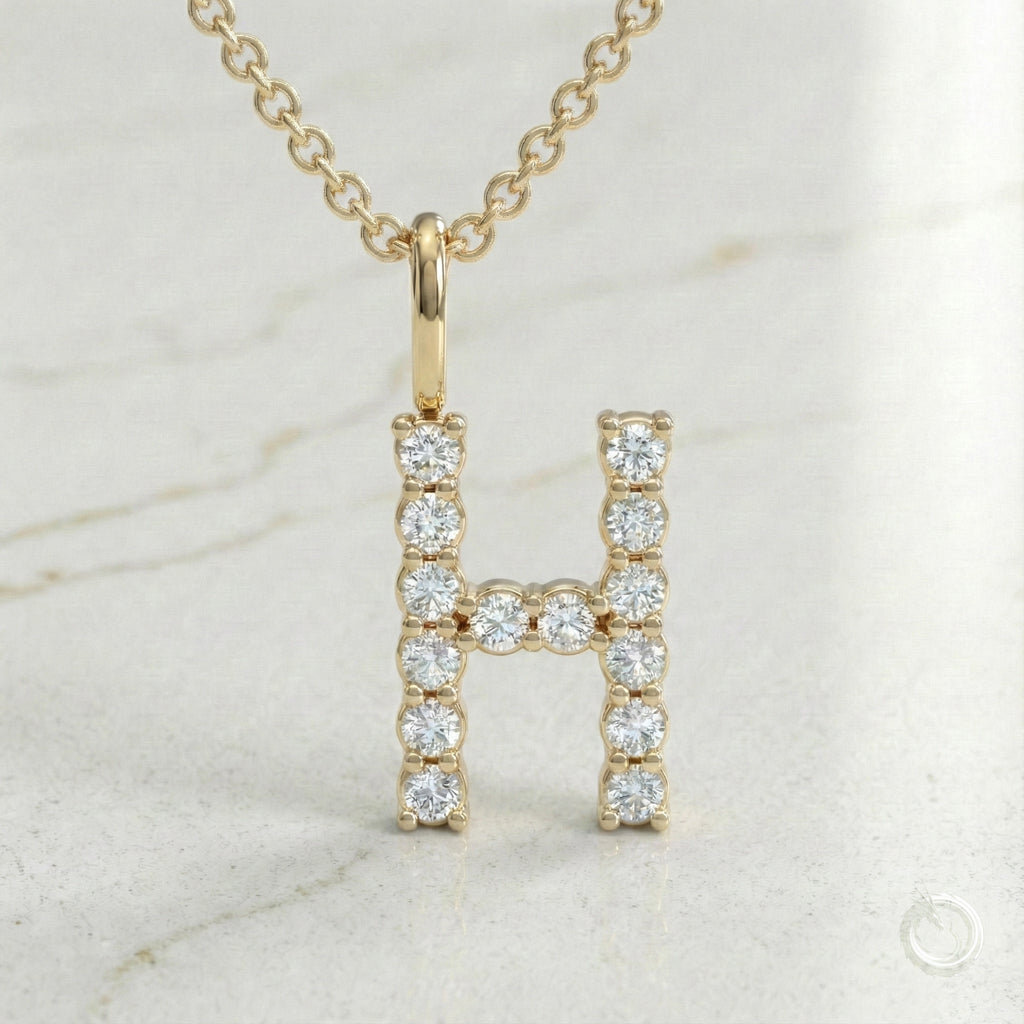 Celestia Monogram Pendant — H / Yellow Gold