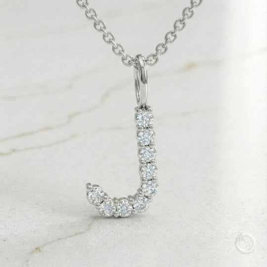 Celestia Monogram Pendant — J / White Gold