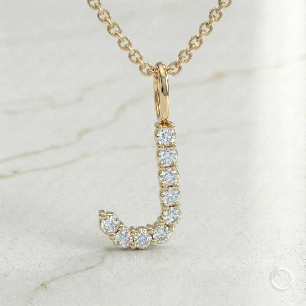 Celestia Monogram Pendant — J / Yellow Gold