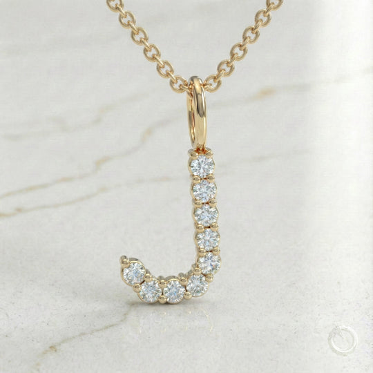 Celestia Monogram Pendant — J / Yellow Gold