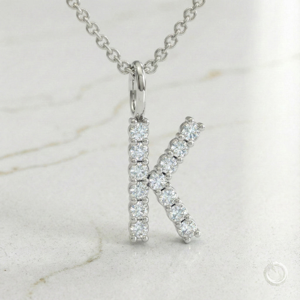 Celestia Monogram Pendant — K / White Gold