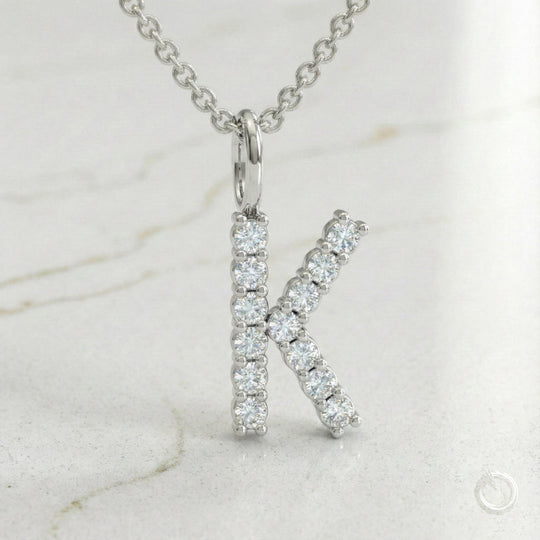 Celestia Monogram Pendant — K / White Gold