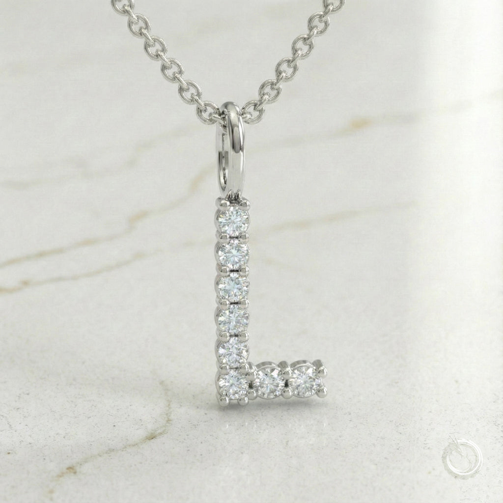 Celestia Monogram Pendant — L / White Gold