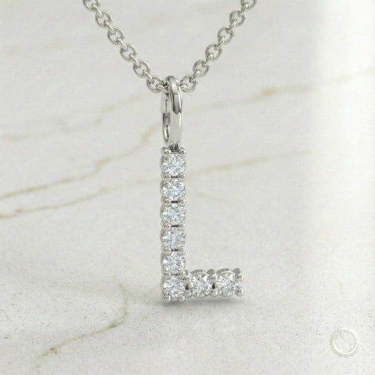 Celestia Monogram Pendant — L / White Gold