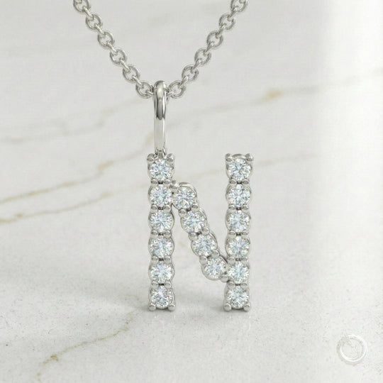 Celestia Monogram Pendant — N / White Gold