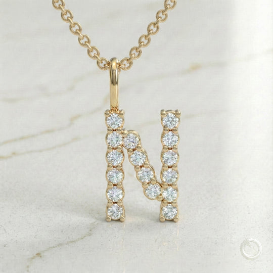Celestia Monogram Pendant — N / Yellow Gold