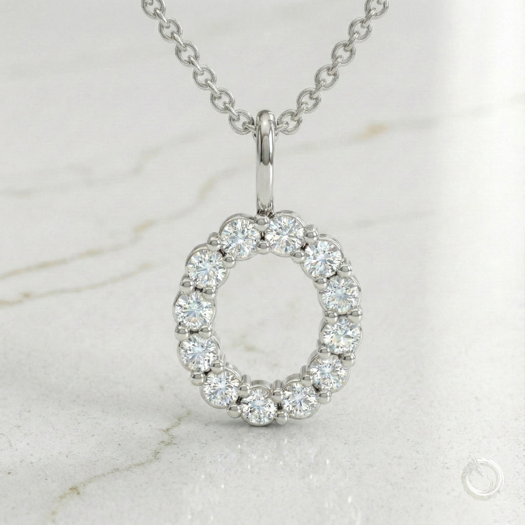 Celestia Monogram Pendant — O / White Gold