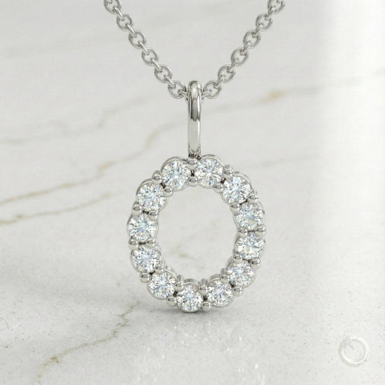 Celestia Monogram Pendant — O / White Gold