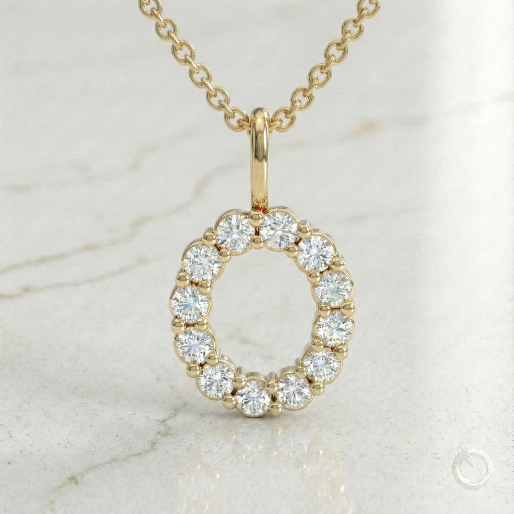 Celestia Monogram Pendant — O / Yellow Gold