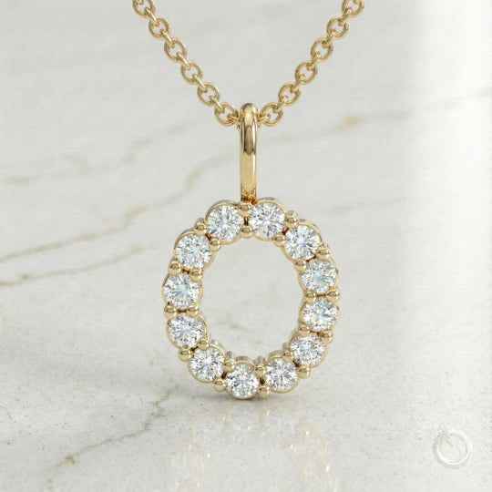 Celestia Monogram Pendant — O / Yellow Gold