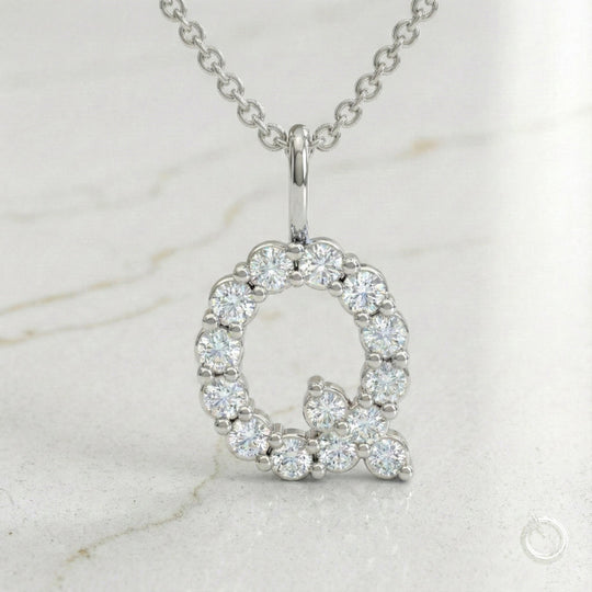 Celestia Monogram Pendant — Q / White Gold