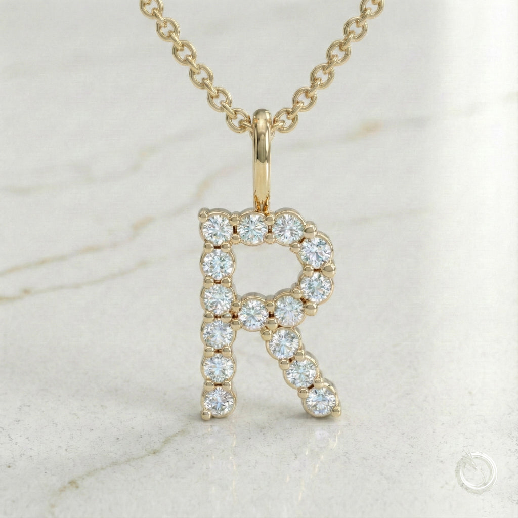 Celestia Monogram Pendant — R / Yellow Gold