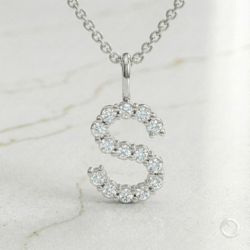 Celestia Monogram Pendant — S / White Gold