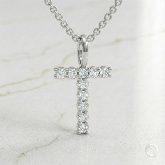 Celestia Monogram Pendant — T / White Gold