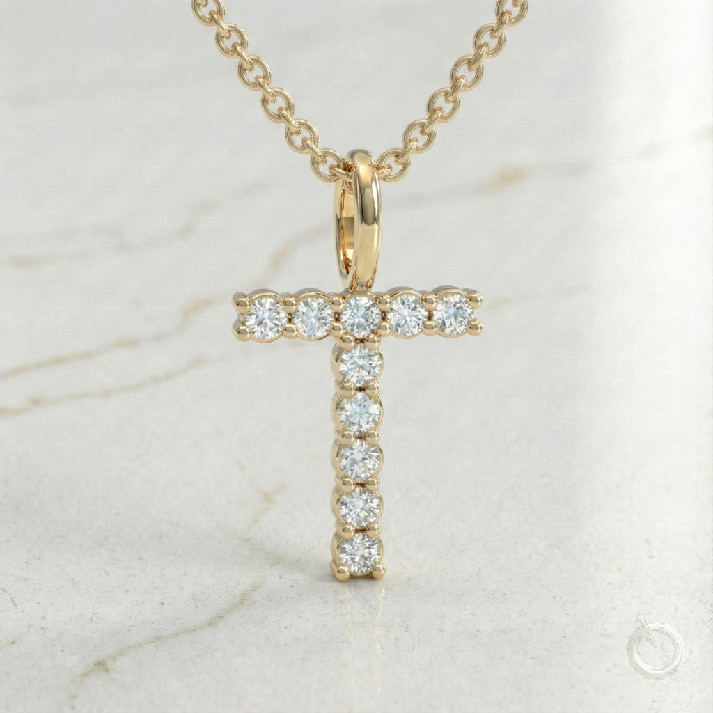 Celestia Monogram Pendant — T / Yellow Gold