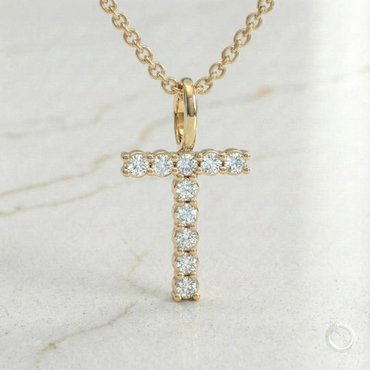 Celestia Monogram Pendant — T / Yellow Gold