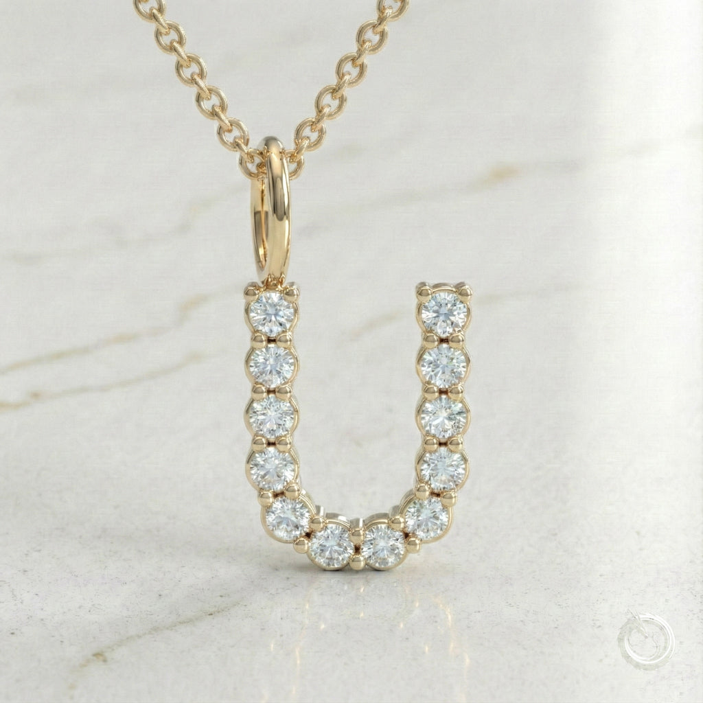 Celestia Monogram Pendant — U / Yellow Gold
