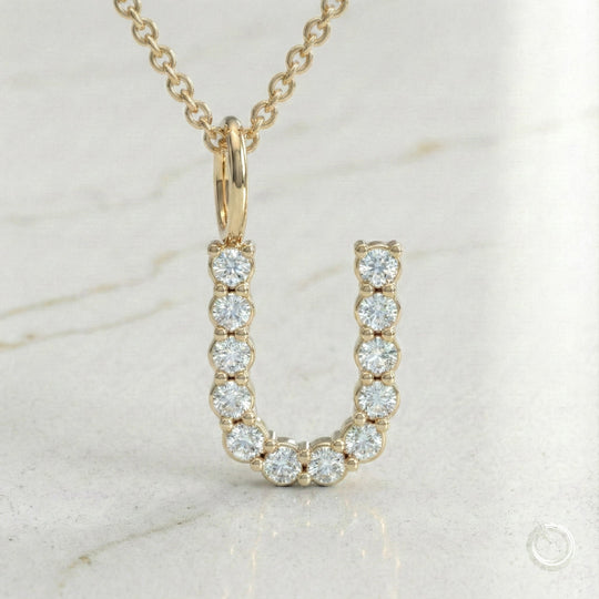 Celestia Monogram Pendant — U / Yellow Gold