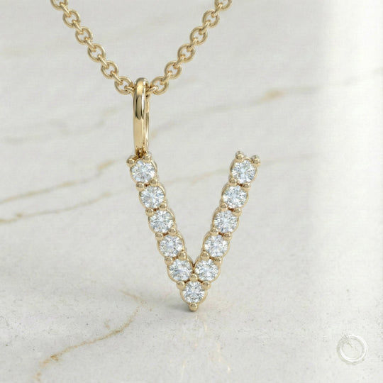 Celestia Monogram Pendant — V / Yellow Gold