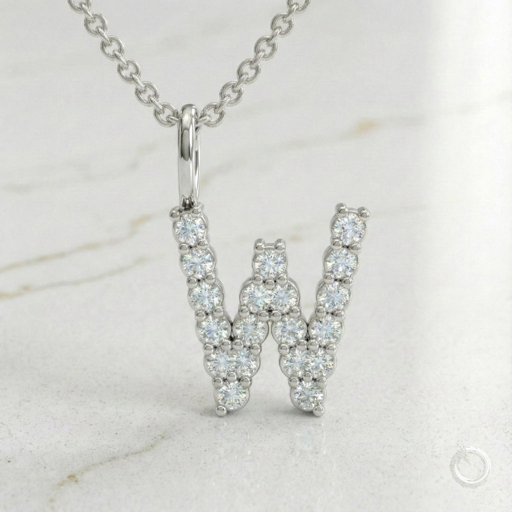 Celestia Monogram Pendant — W / White Gold