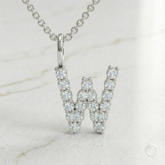 Celestia Monogram Pendant — W / White Gold