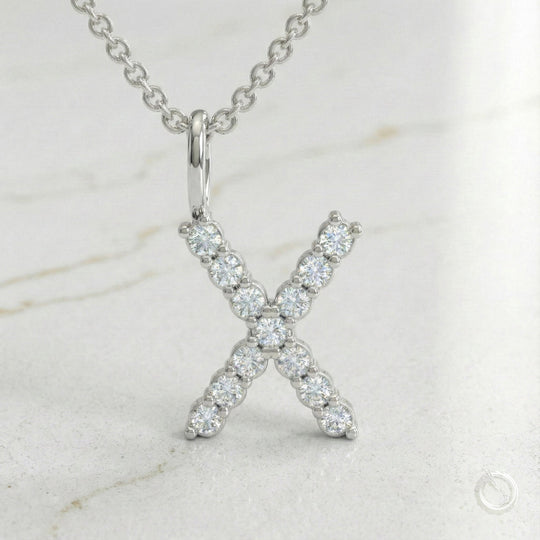 Celestia Monogram Pendant — X / White Gold