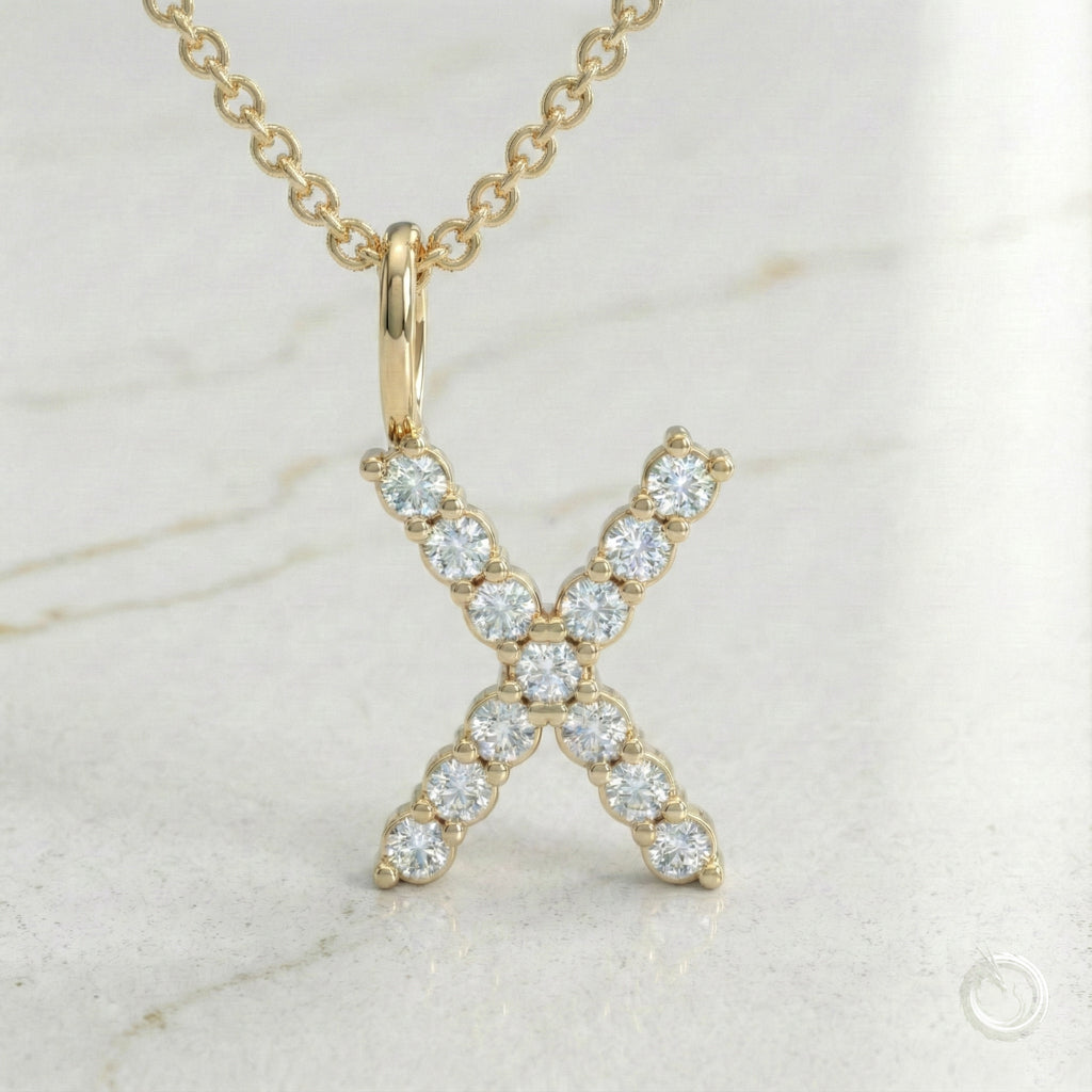 Celestia Monogram Pendant — X / Yellow Gold