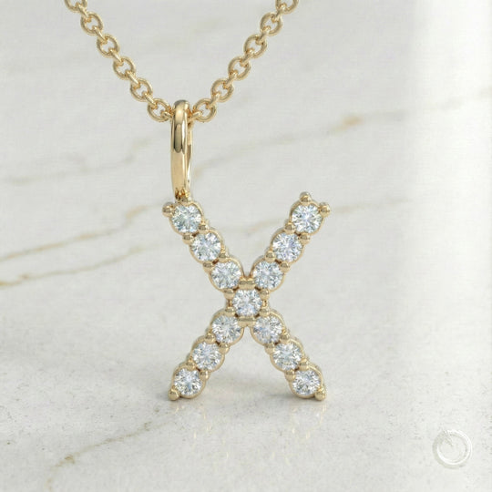 Celestia Monogram Pendant — X / Yellow Gold
