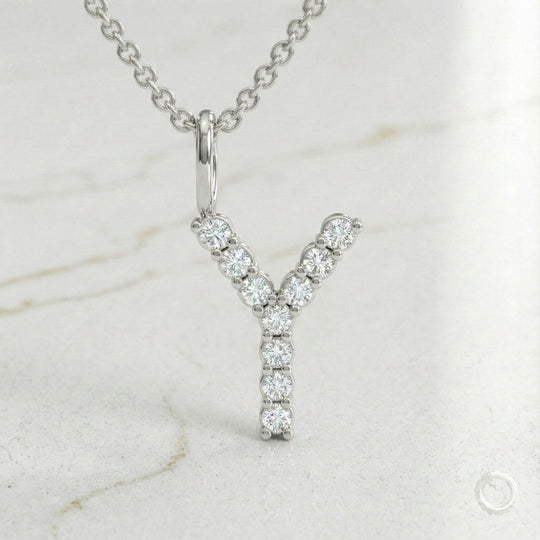 Celestia Monogram Pendant — Y / White Gold