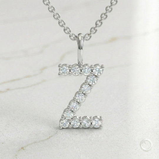 Celestia Monogram Pendant — Z / White Gold