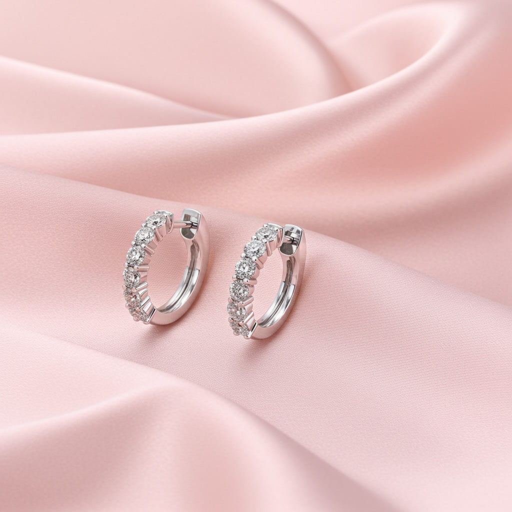 The Freyda Kiss Huggie - Huggie Diamond Hoops