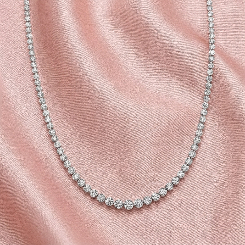 Sigrún’s Embrace – Graduated Diamond Bezel Necklace