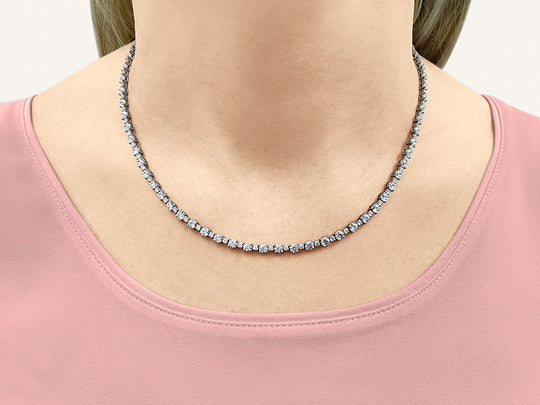 The Kaia Tide -  Alternating Diamond Necklace